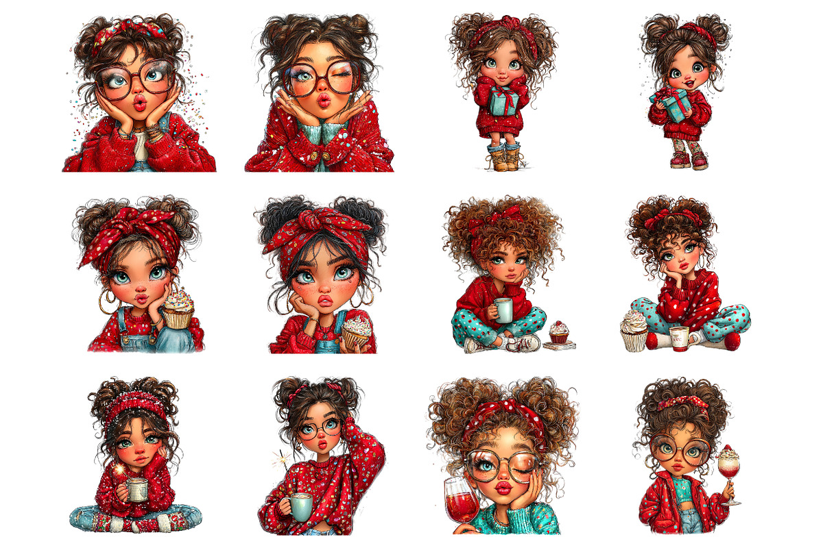 Quirky Girl New Year 2026 Clipart, an Illustration by SinaCreation (Photo 2 of 11)