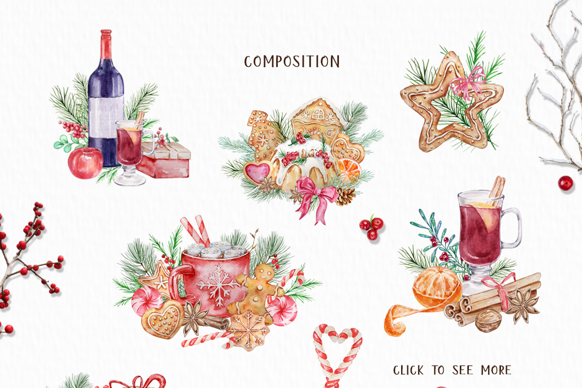 Watercolor Christmas Sweets Clipart, a Food Illustration by SvetaArtStore (Photo 3 of 9)