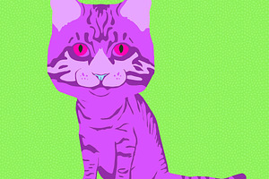 Fashion minimal illustration. Stylish funny purple cat