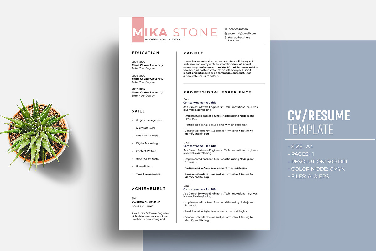 Modern Resume & Cover Letter Design, a Resume Template by Sharifull11 (Photo 1 of 4)