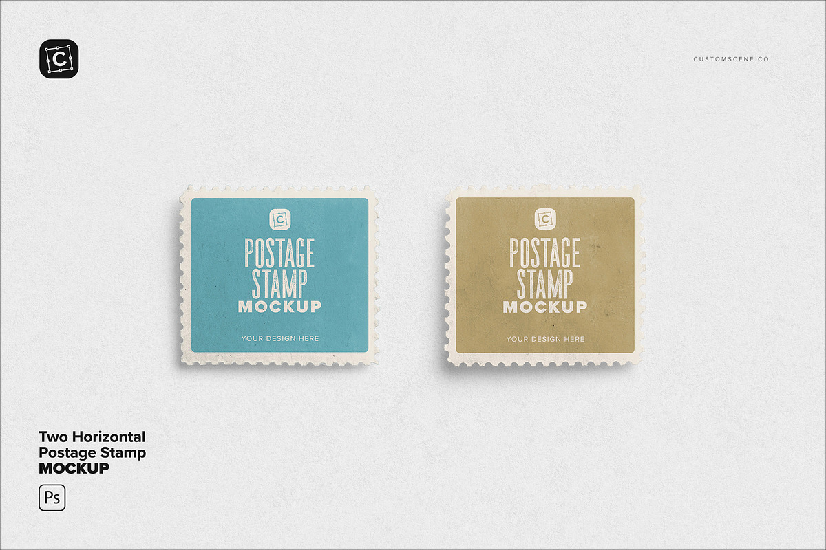 Two Horizontal Postage Stamp, an Advertising Mockup by Custom Scene (Photo 2 of 11)