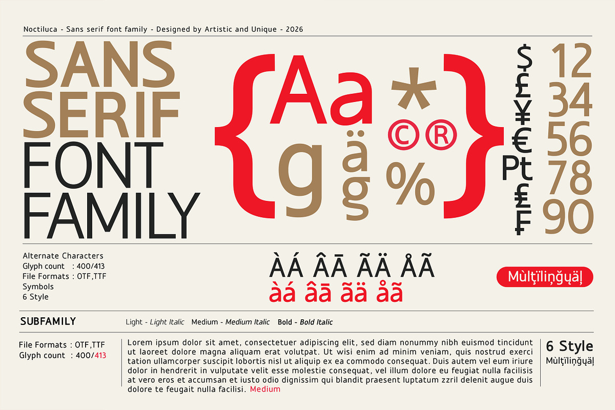 Noctiluca - Sans Serif Font Family, a Sans Serif Font by Artistic & Unique (Photo 5 of 15)