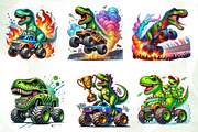 T-Rex Dinosaur Monster Truck Clipart, an Illustration by CreationArt (Thumbnail 4 of 5)