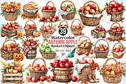 Watercolor Autumn Apple Basket PNG, a Seasonal Illustration by Canvas Craft (Thumbnail 1 of 6)