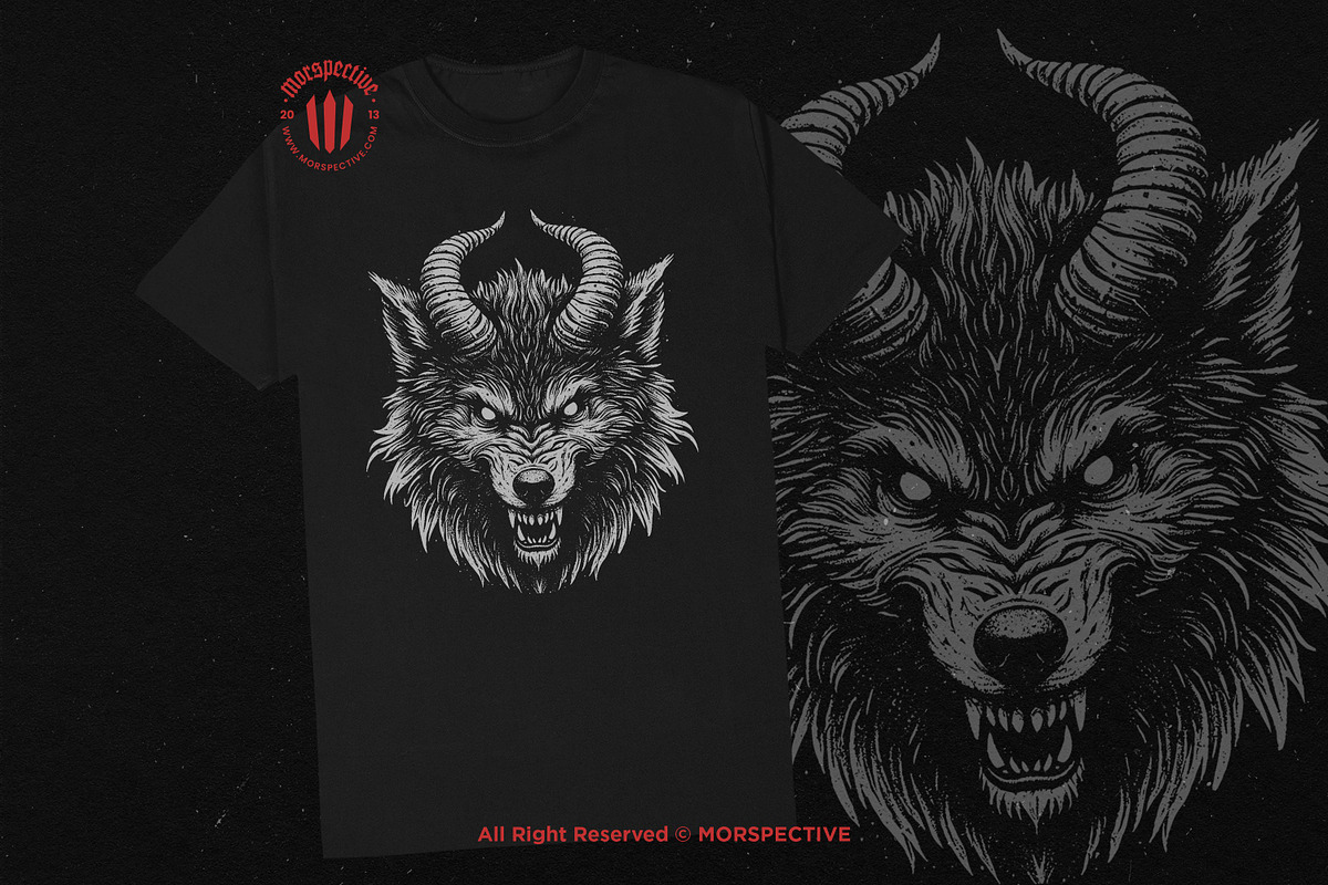 10 Bundle Dark Art Wolf Horn Scary, an Illustration by Morspective (Photo 2 of 7)
