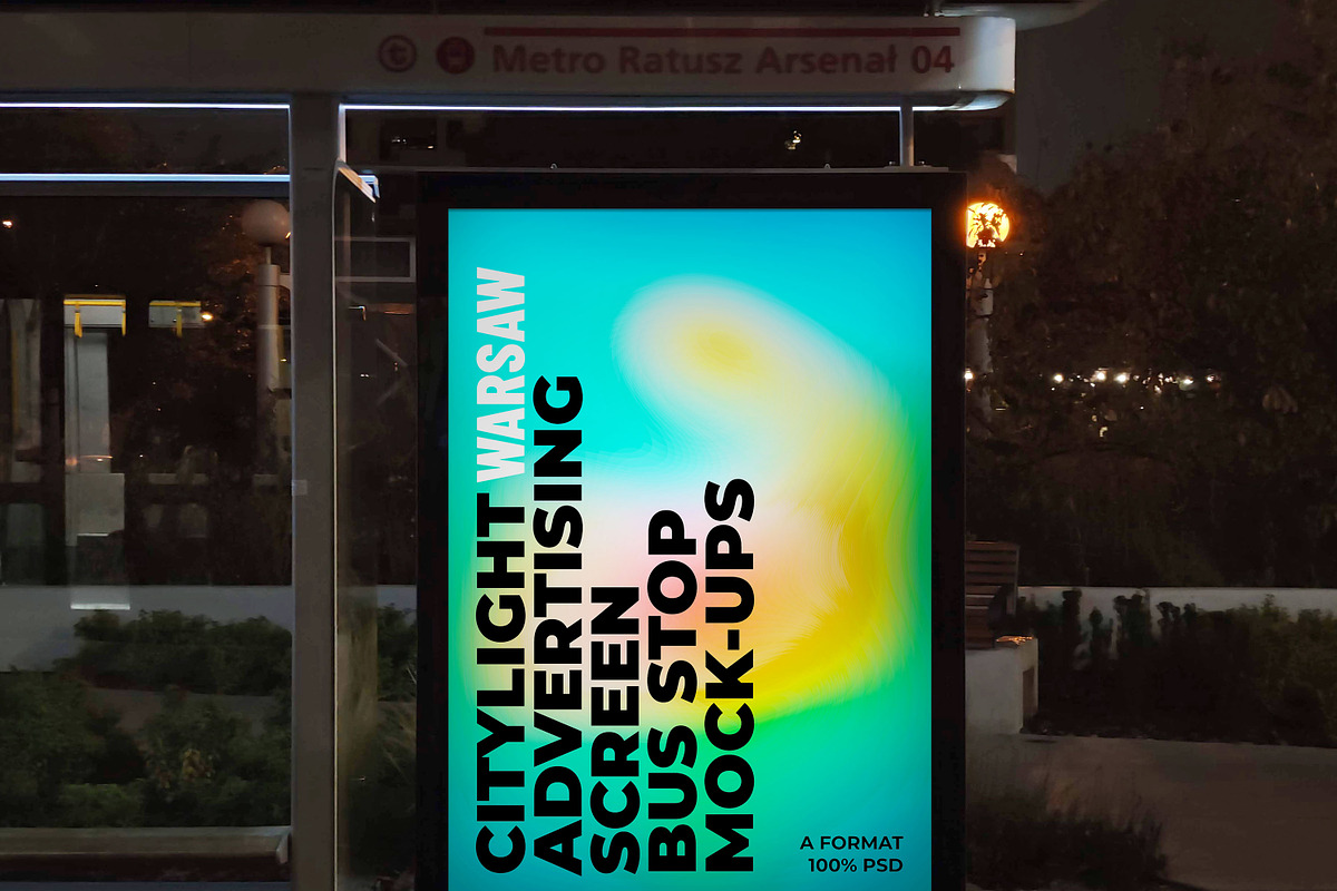 Warsaw Citylight Ad Bus Stop 1, an Advertising Mockup by Graphic Shelter (Photo 2 of 4)