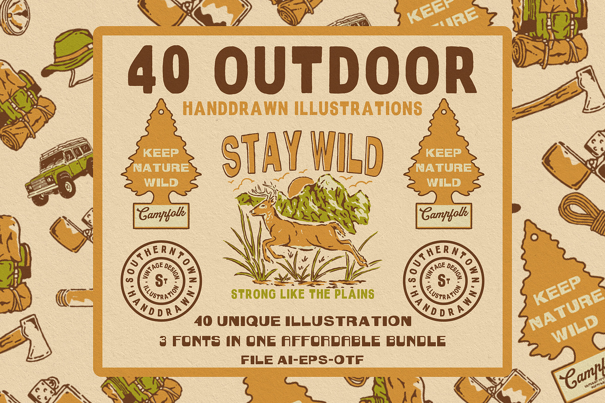 40 Outdoor Illustrations + Font use, an Object Illustration by Southerntown (Photo 1 of 10)