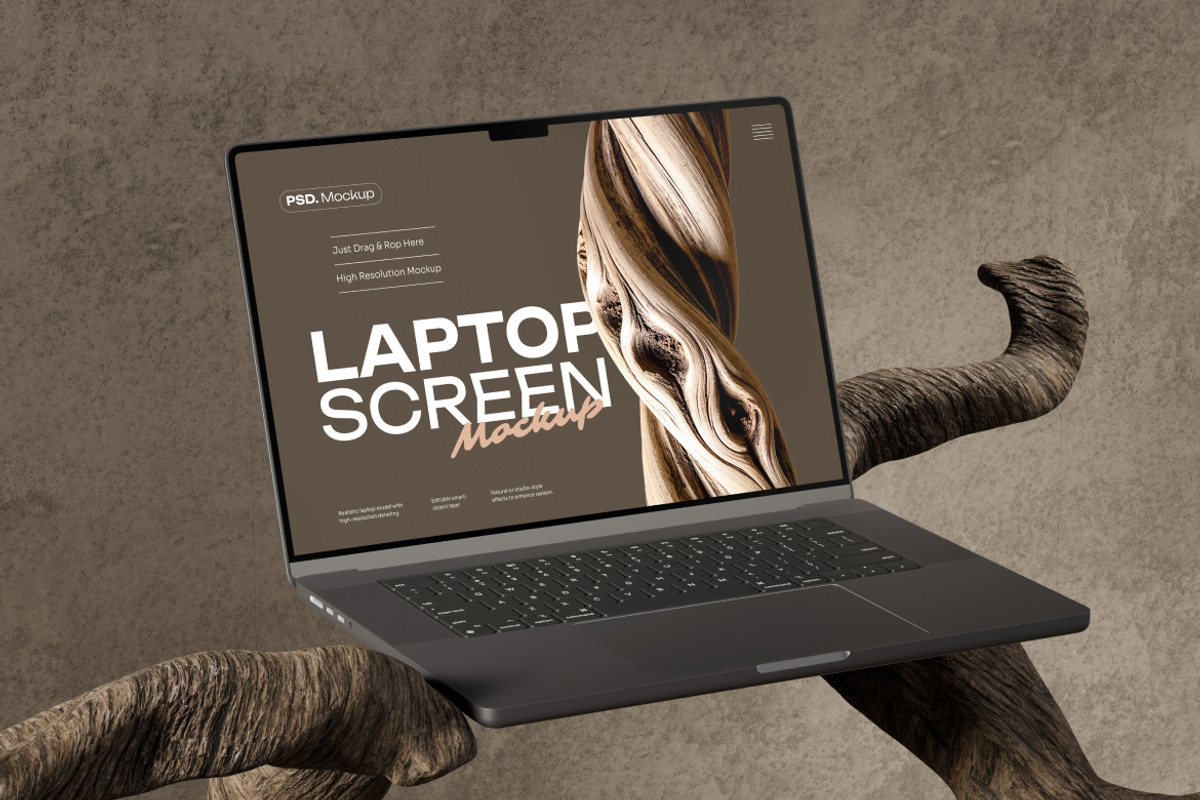 Laptop Mockup on Wood, a Mac Mockup by Budogol Studio (Photo 2 of 5)