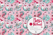 Christmas Mermaids Seamless Patterns, a Pattern Graphic by KaramfilaS (Thumbnail 13 of 19)