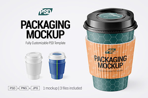 Coffee Cup & Paper Holder PSD Mockup