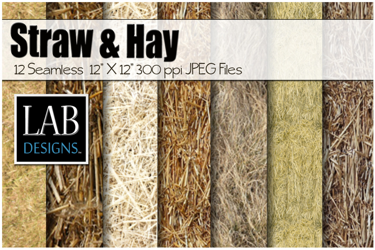 12 Straw & Hay Seamless Textures, a Texture Graphic by Lab Designs