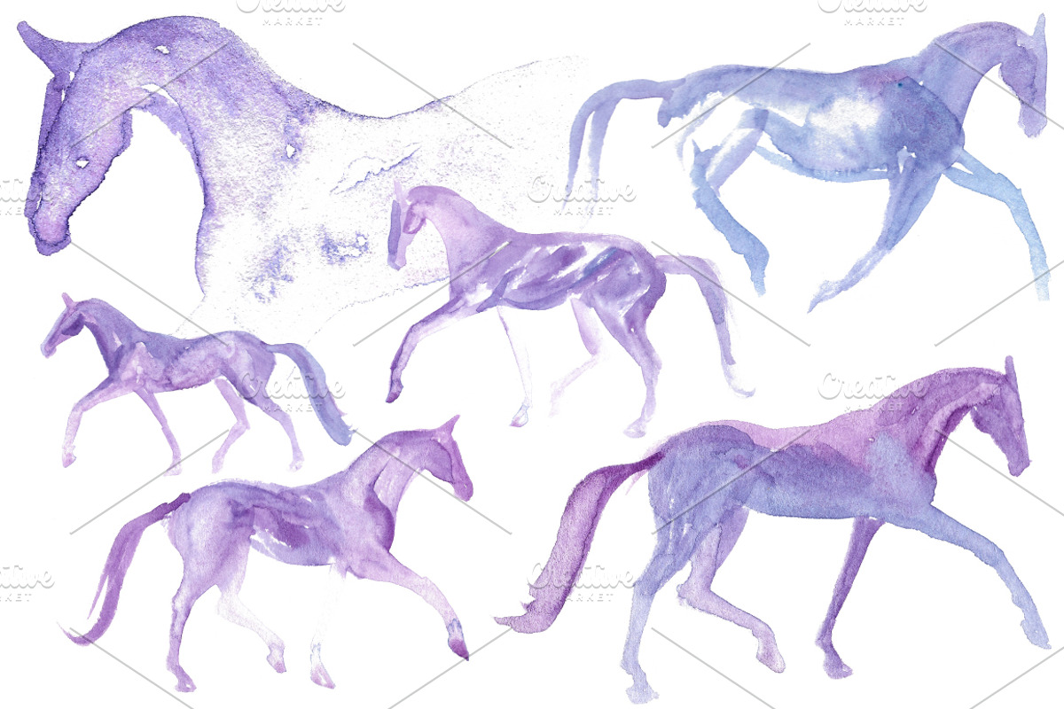 Watercolor Dressage Horse Sketches, an Illustration by Leah Suzanne