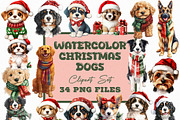 Christmas Dogs Clipart (PNG), an Animal Illustration by DesignBTF (Thumbnail 1 of 7)