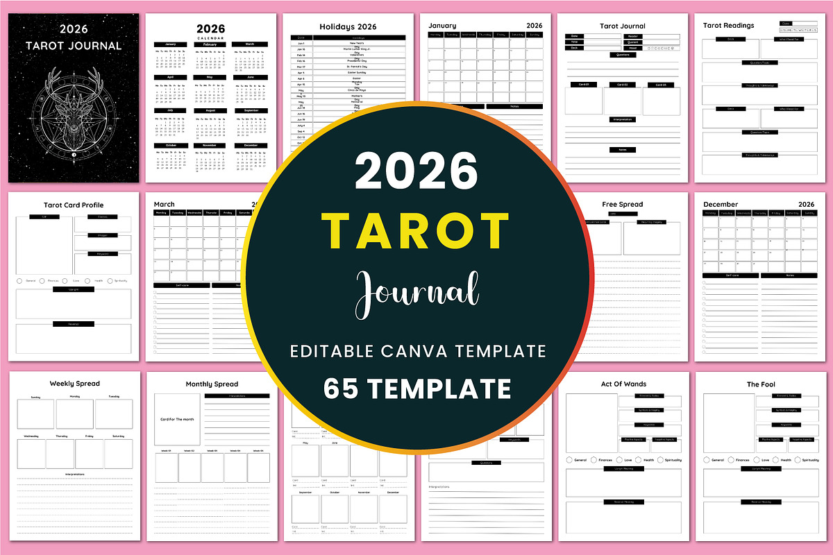 2026 Tarot Journal / KDP Interior, a Stationery Template by Shumaya (Photo 1 of 6)