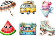 Cute Retro Summer Clipart, an Icon by Designking (Thumbnail 3 of 4)
