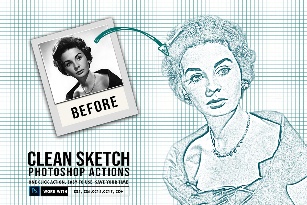 30 Modern Sketch Photoshop Actions, an Action Add-On by Jacpot007 (Photo 11 of 26)
