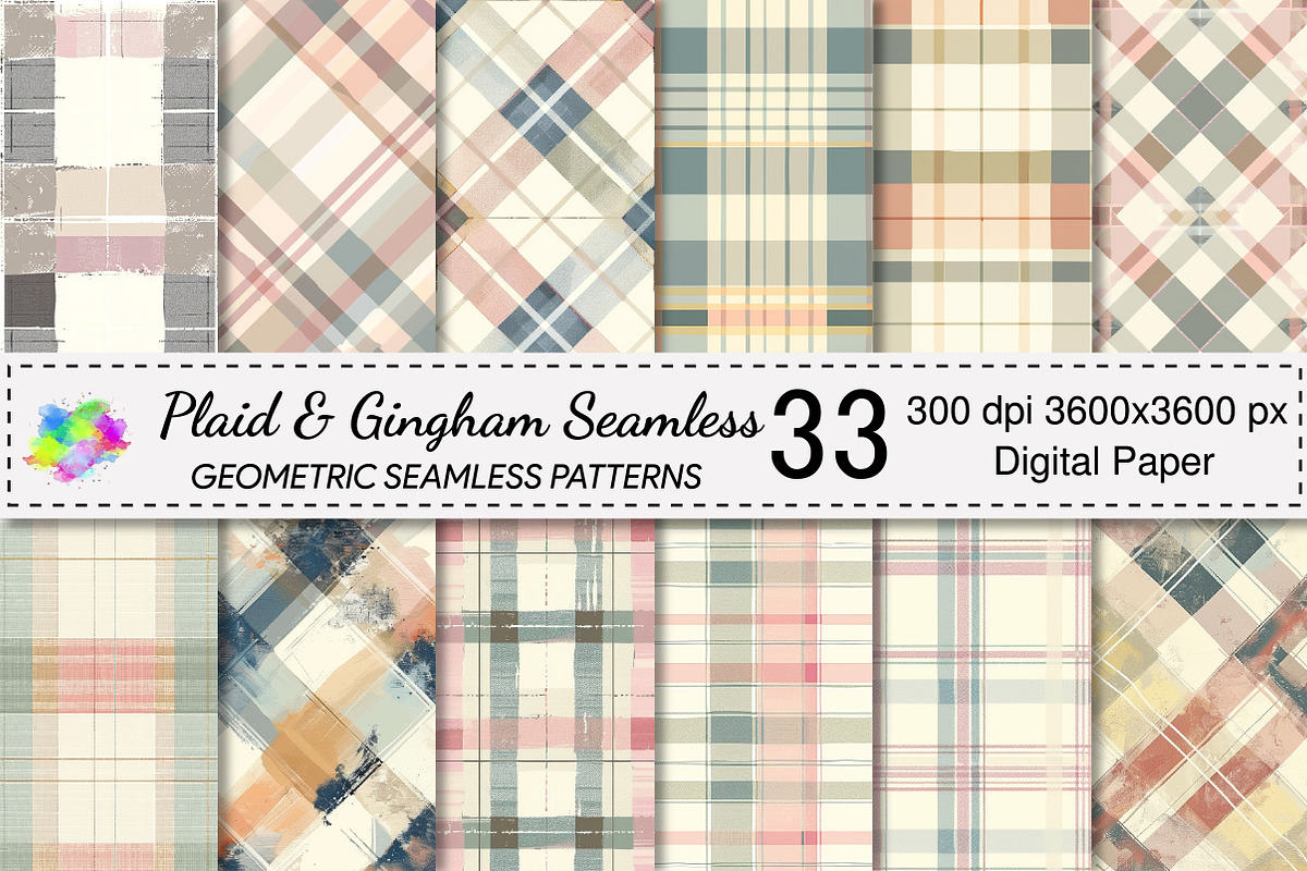 Plaid & Gingham Seamless Patterns, a Pattern Graphic by Canvas Craft (Photo 1 of 9)