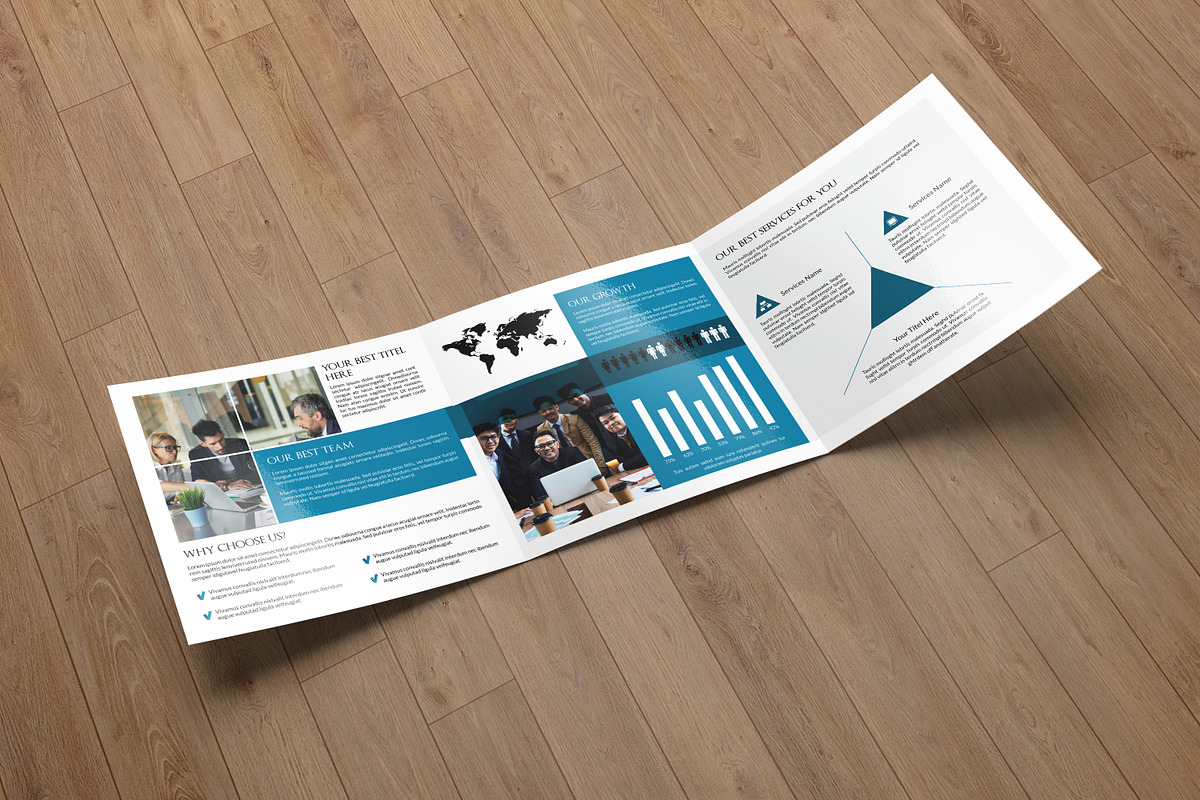 Corporate Square Trifold Brochure, a Brochure Template by retrographix (Photo 3 of 7)