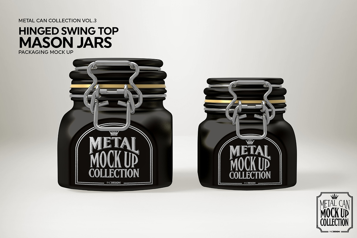 Hinged Swing Top Metal Jars Mockup, a Product Mockup by INCDesign (Photo 4 of 7)