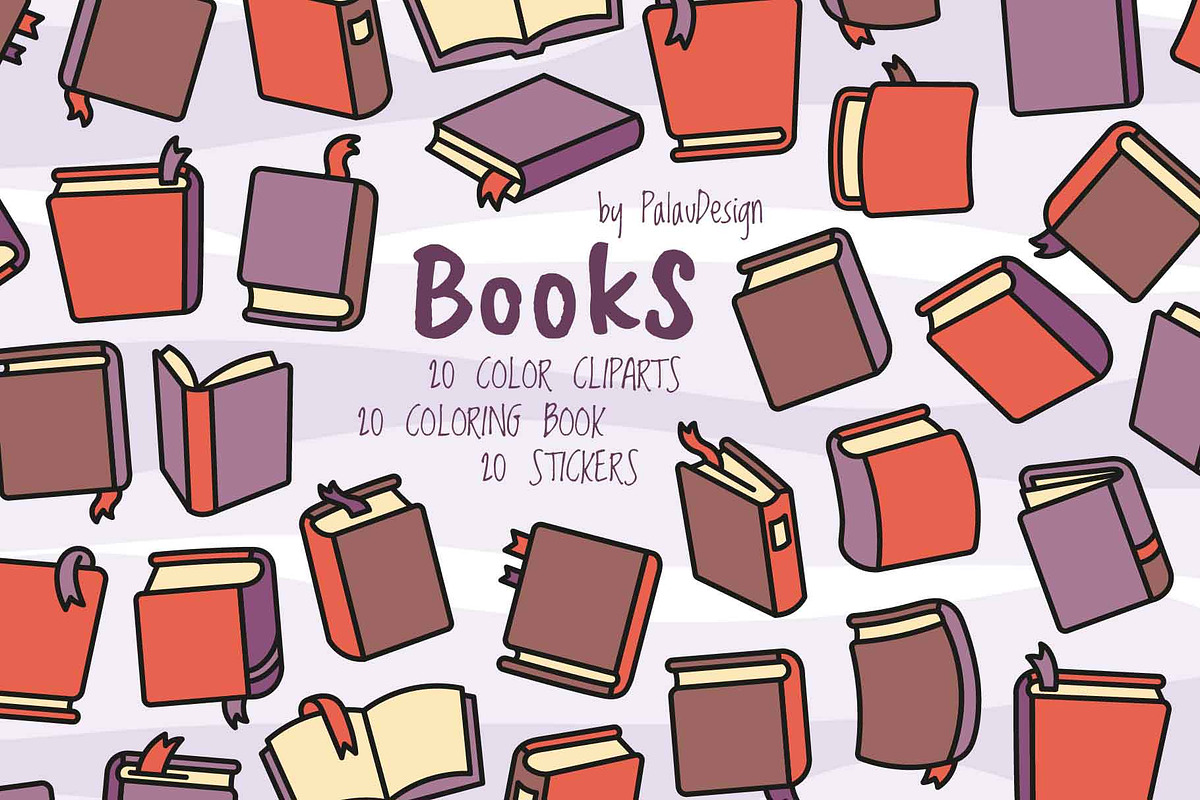 Books Outline Cute Illustrations, an Education Illustration by Palau (Photo 1 of 12)