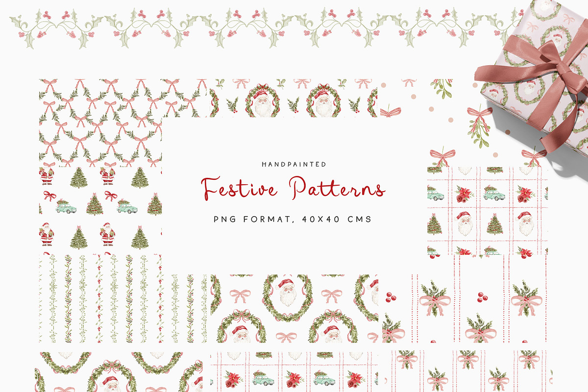 Watercolor Christmas Floral Bows, a Decorative Illustration by Grace Noboa Illustrations (Photo 14 of 24)