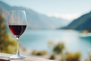 Glass of red wine on a wooden table, a Food & Drink Photo by MistyDay