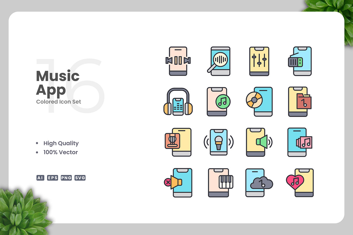 Music App Colored Icons, an Icon by Upnowgraphic