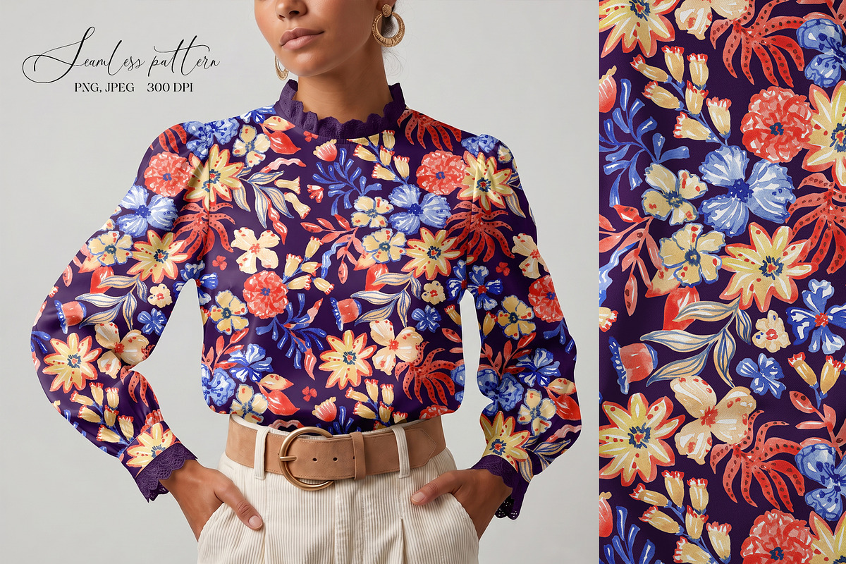 Folk Floral Ornamental Pattern, a Pattern Graphic by SirenaArt (Photo 2 of 16)
