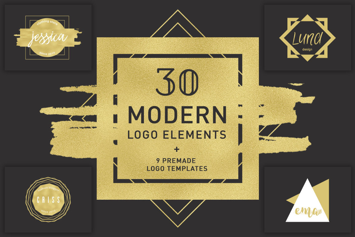 Modern logo elements + BONUS, a Branding & Logo Template by The Black & Art (Photo 1 of 10)