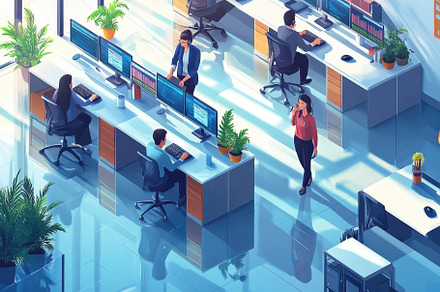 Modern Office Workers Tech Teamwork, a Background Photo by Pixeness