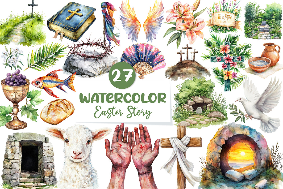 Easter Story Sublimation Clipart, an Illustration by CreationArt (Photo 1 of 5)