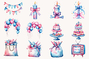 Watercolor Birthday Celebration PNG, a Seasonal Illustration by Designworld (Thumbnail 5 of 9)