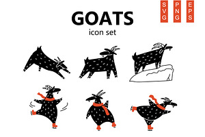 Cute Goat Icon Set, an Animal Illustration by Milota