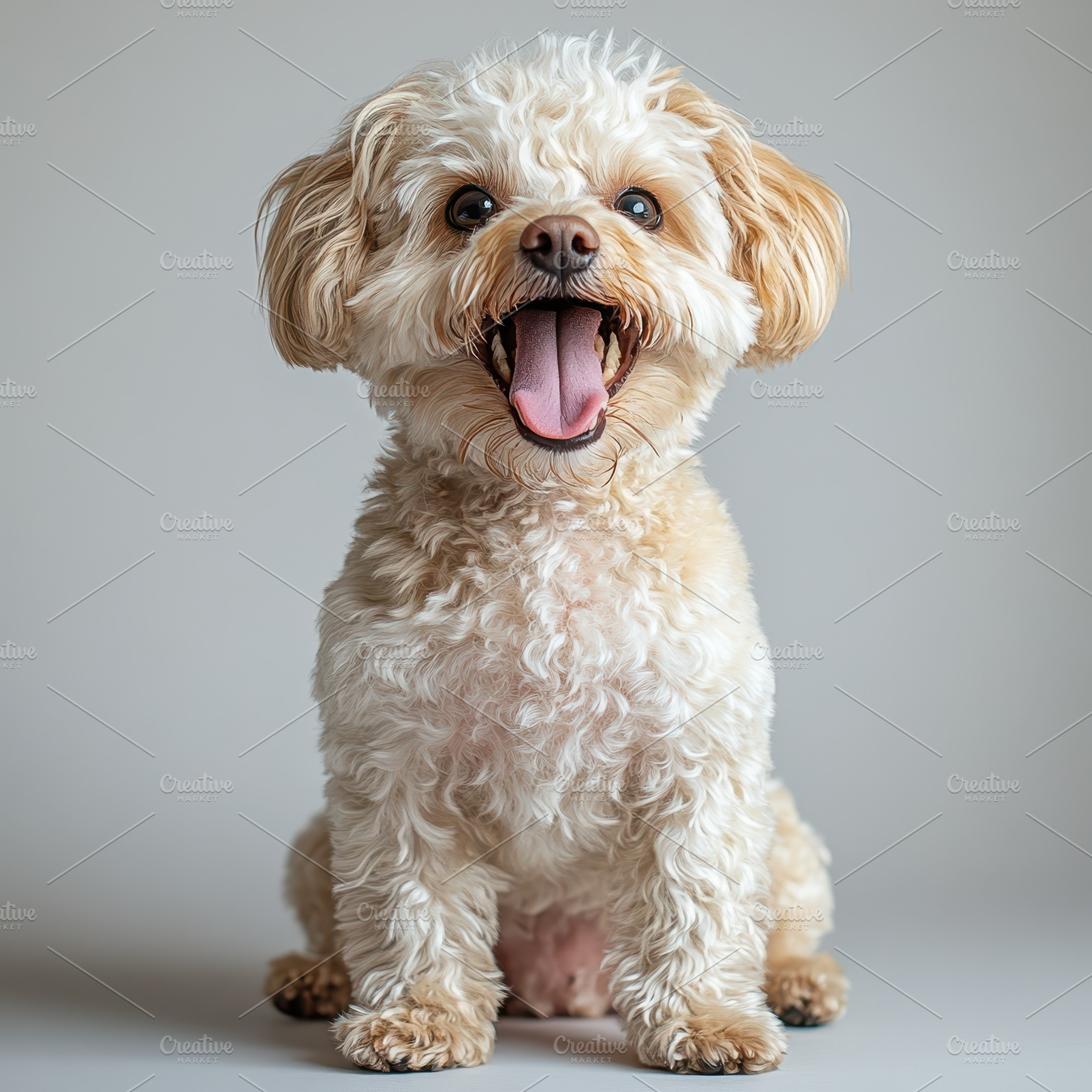 Happy Fluffy Dog Sitting Studio Port, an Abstract Photo by Pixeness