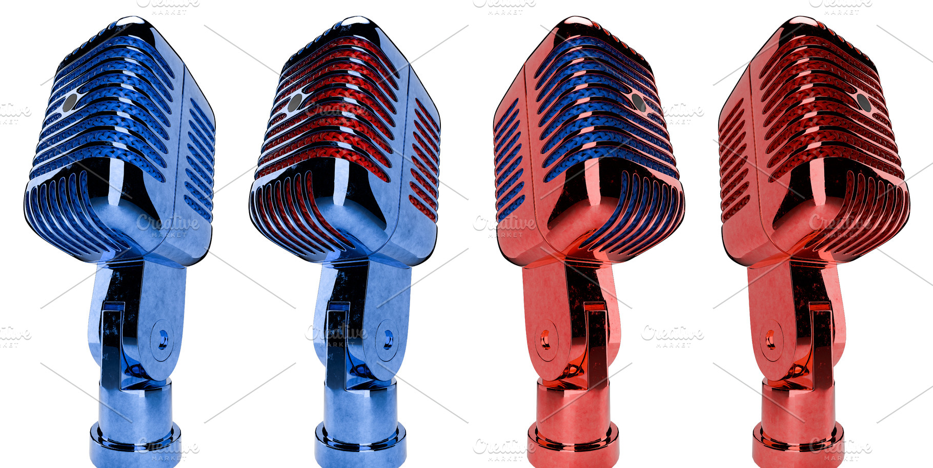 Red and Blue Classic Microphones, an Arts & Entertainment Photo by Andy Dean Photography
