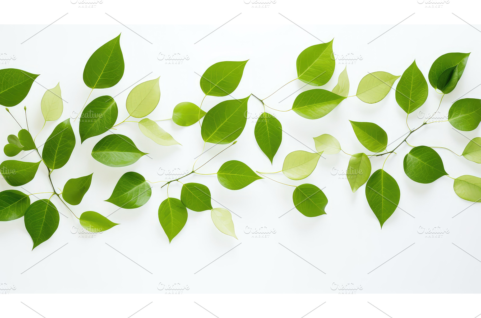 up green leaves white background ai, a Nature Photo by pikepicture