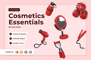 Makeup Essentials 3D Icon Collection, a Work Illustration by twinstd