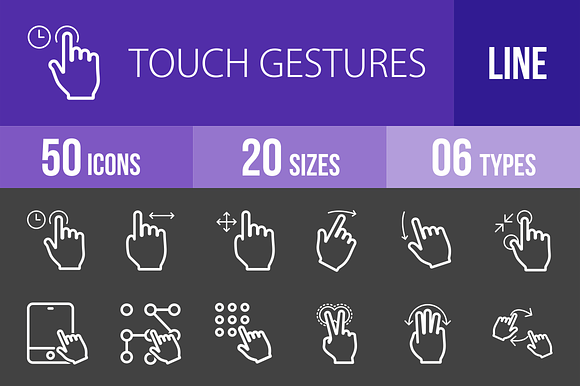 50 Touch Gesture Line Inverted Icons preview 4