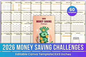 2026 Money Saving Challenges Book, a Stationery Template by Mustafiz