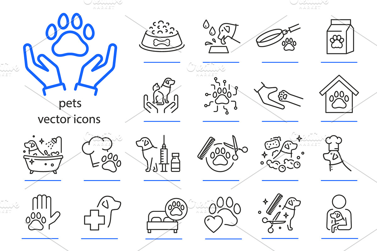 pets care icons, an Animal Illustration by 007NATALIIA