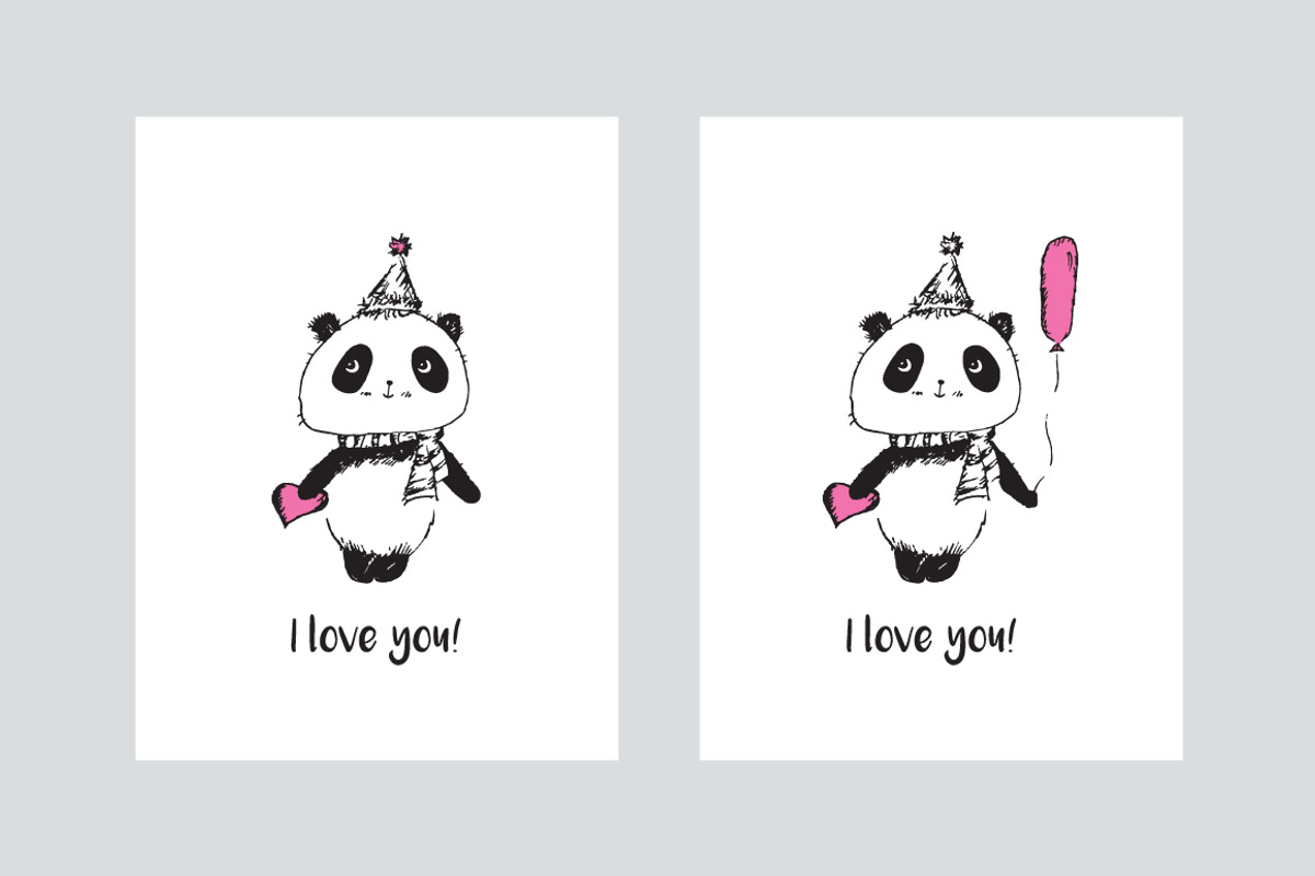 Hand drawn cute pandas, an Animal Illustration by Tkoko vectors & patterns (Photo 3 of 6)