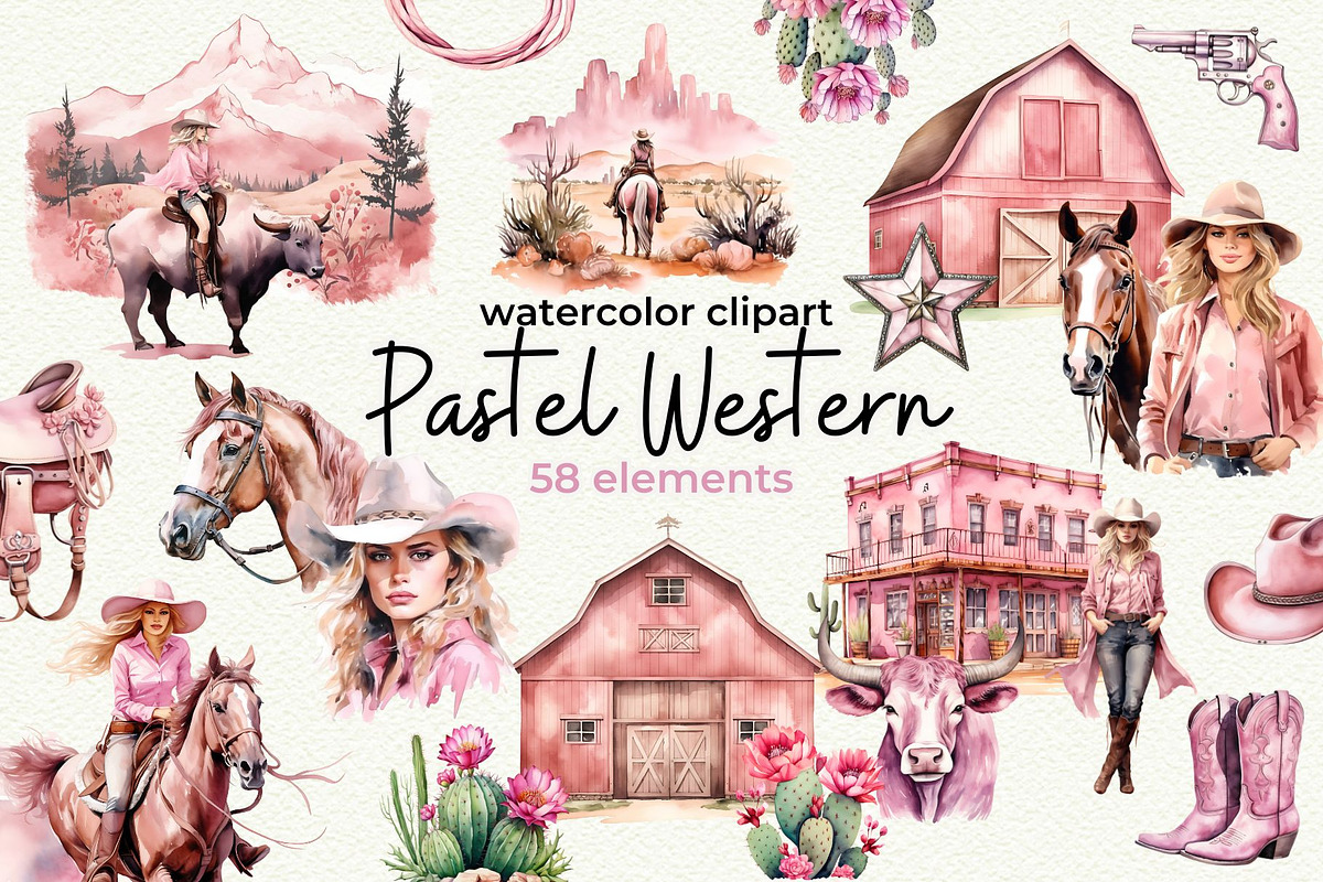 Pastel Western Clipart, an Object Graphic by Anna Design Studio (Photo 1 of 10)