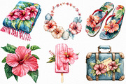 Hibiscus Beach Vacation Clipart, an Illustration by Craft Nest (Thumbnail 4 of 6)