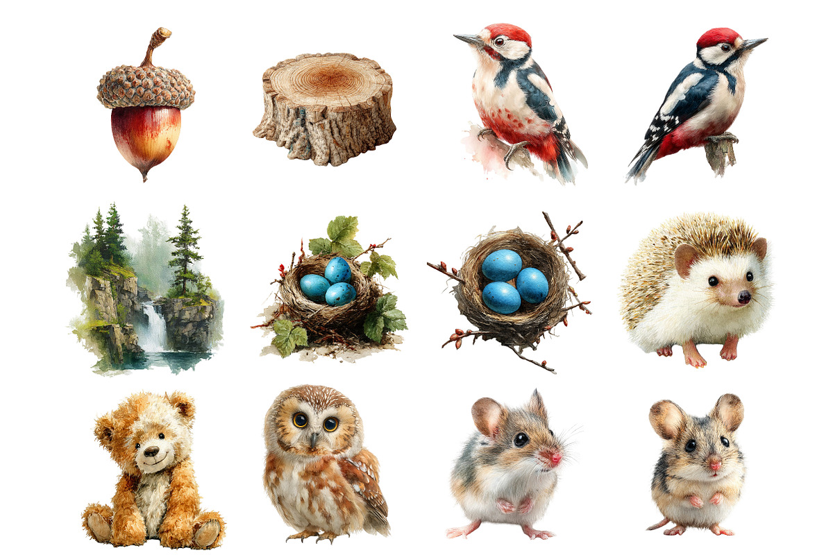 Cute Woodland Animal Clipart, an Illustration by DreamArtGraphic (Photo 3 of 4)