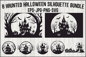 Haunted Halloween Silhouette bundle, an Illustration by BIPLOB EXPERT