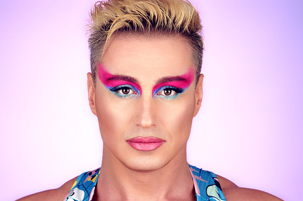 Beauty Fashion man guy with Bright Makeup, lgbtq