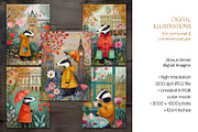 A Badger In London Postcard Set, an Animal Illustration by The Dutch Lady Designs (Thumbnail 7 of 7)