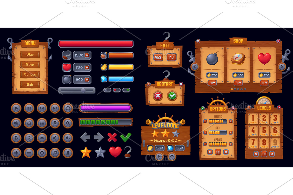 Pirate and corsair arcade interfacу, a Technology Illustration by Buch&Bee