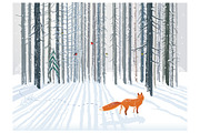 Winter forest with Fox, an Animal Illustration by Countryside life (Thumbnail 3 of 10)