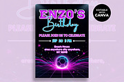 Neon Soccer Birthday Invitation, an Invitation Template by M9 Design (Thumbnail 1 of 4)